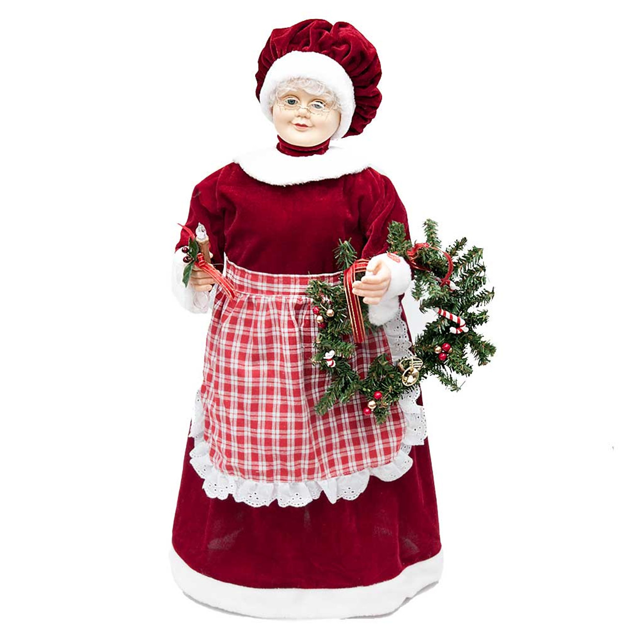 Mrs Claus with Wreath and Apron Animated
