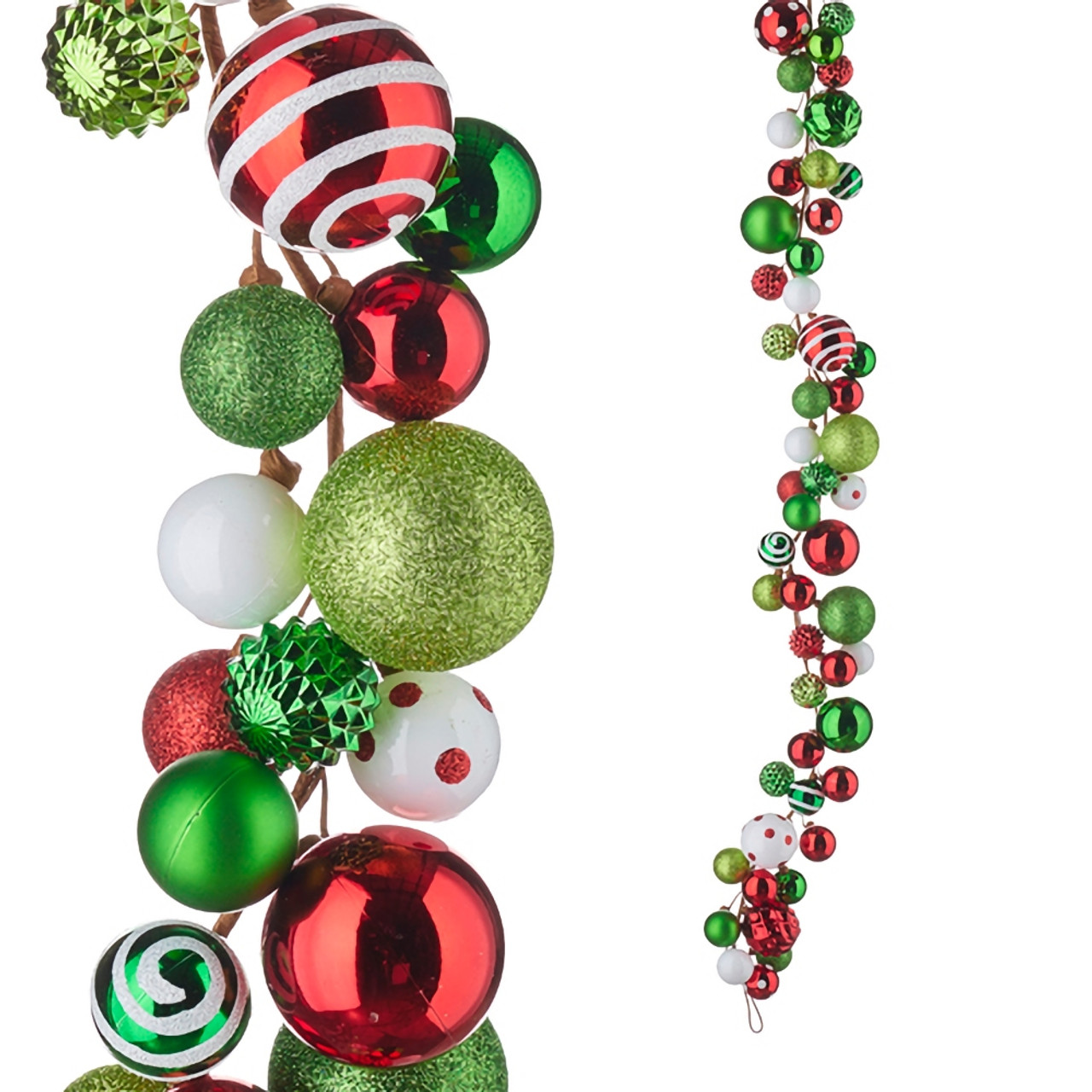 Red White Green Pattern Bauble Ornament Garland 