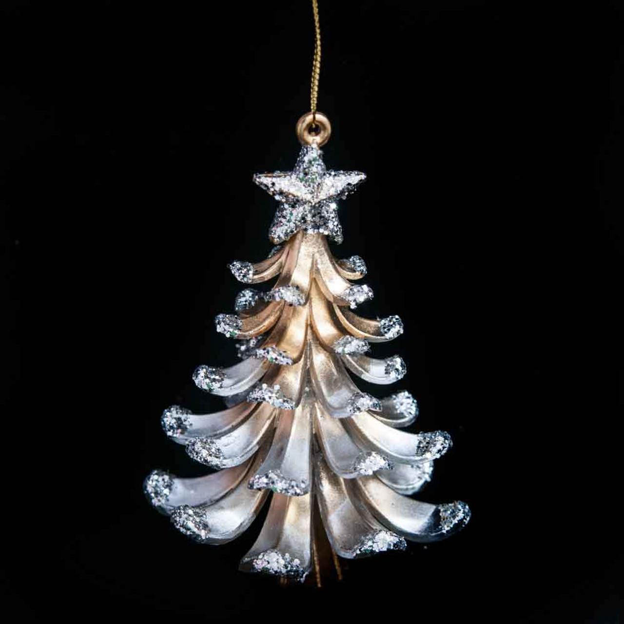 Gold Christmas Tree With Silver Tips 8cm Christmas Elves Silver Tips Christmas Trees