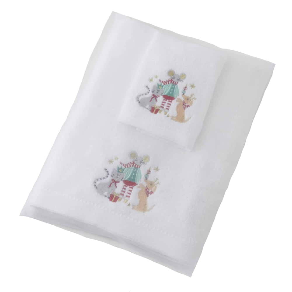 Christmas Pets Bath Towel and Face Washer in Organza Bag