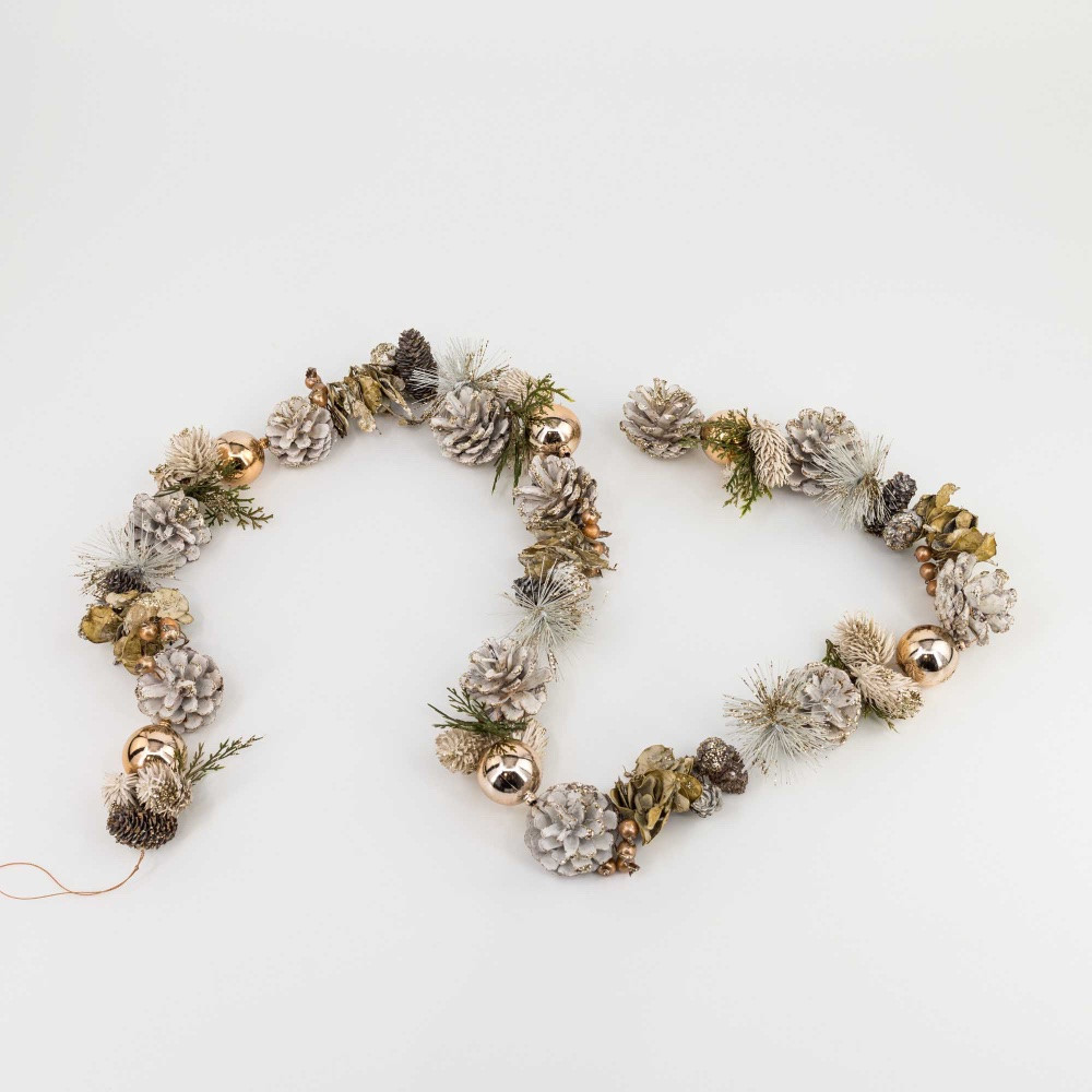 Frosted Pinecone and Gold Garland