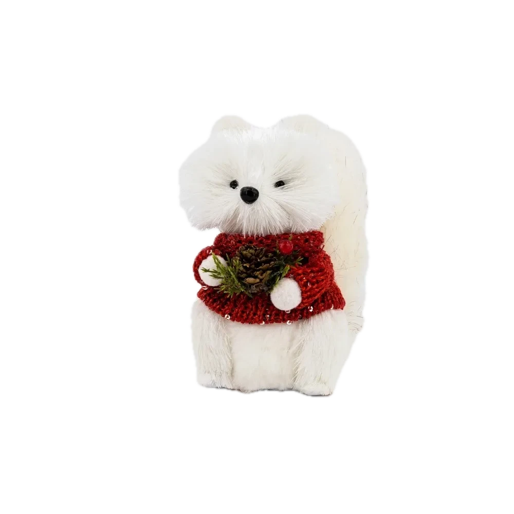 Christmas Elves White Fox In Red Festive Jumper