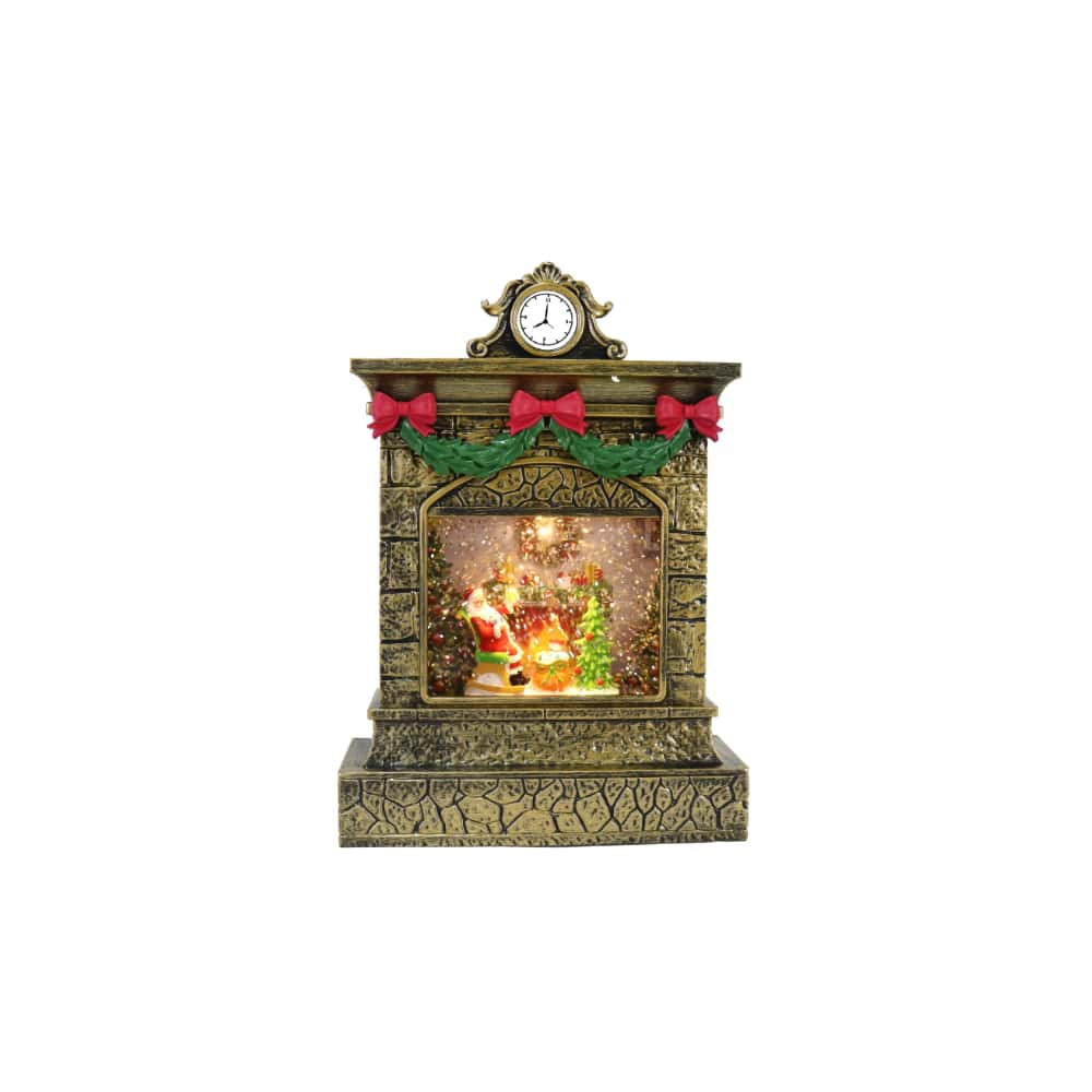 Glitter Swirl Musical Fireplace LED USB (2 Styles) 26cm Christmas Elves