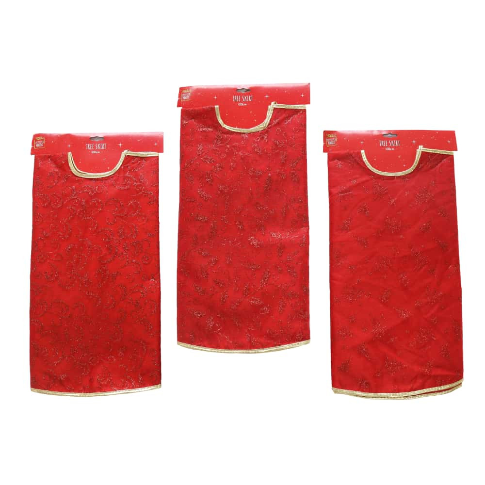 Red Glitter Organza Tree Skirt (3 Styles) 

