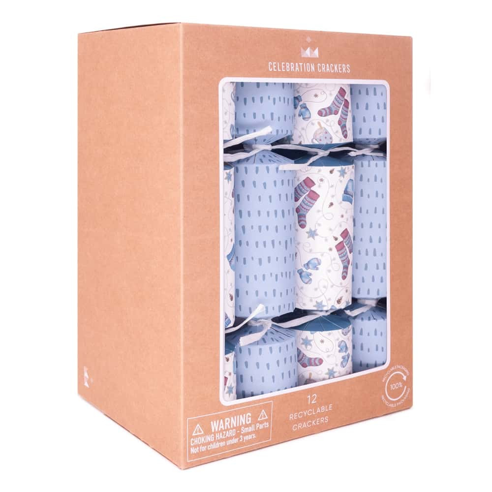 Blue White Hygge Christmas Crackers (Pack of 12) 