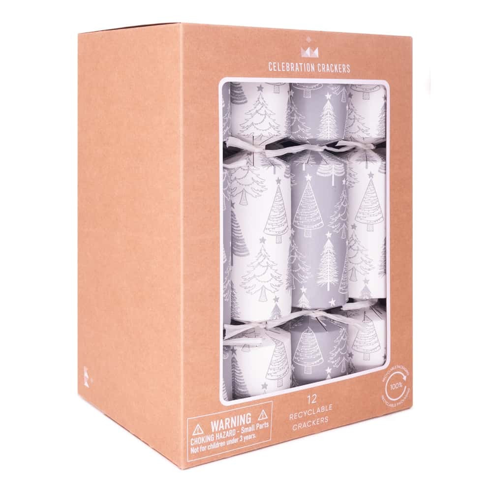 Silver Trees Christmas Crackers (Pack of 12) 