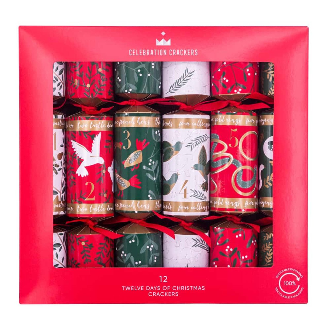 12 Days Of Christmas Christmas Crackers (Pack of 12)