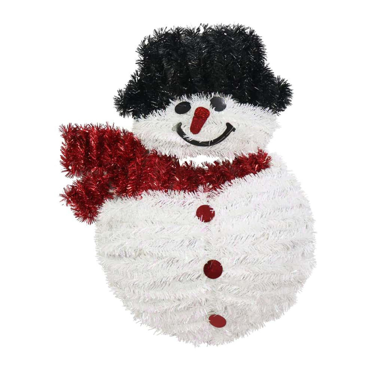 Christmas Elves Tinsel White Snowman with Red Scarf Black Tophat - 46cm 
