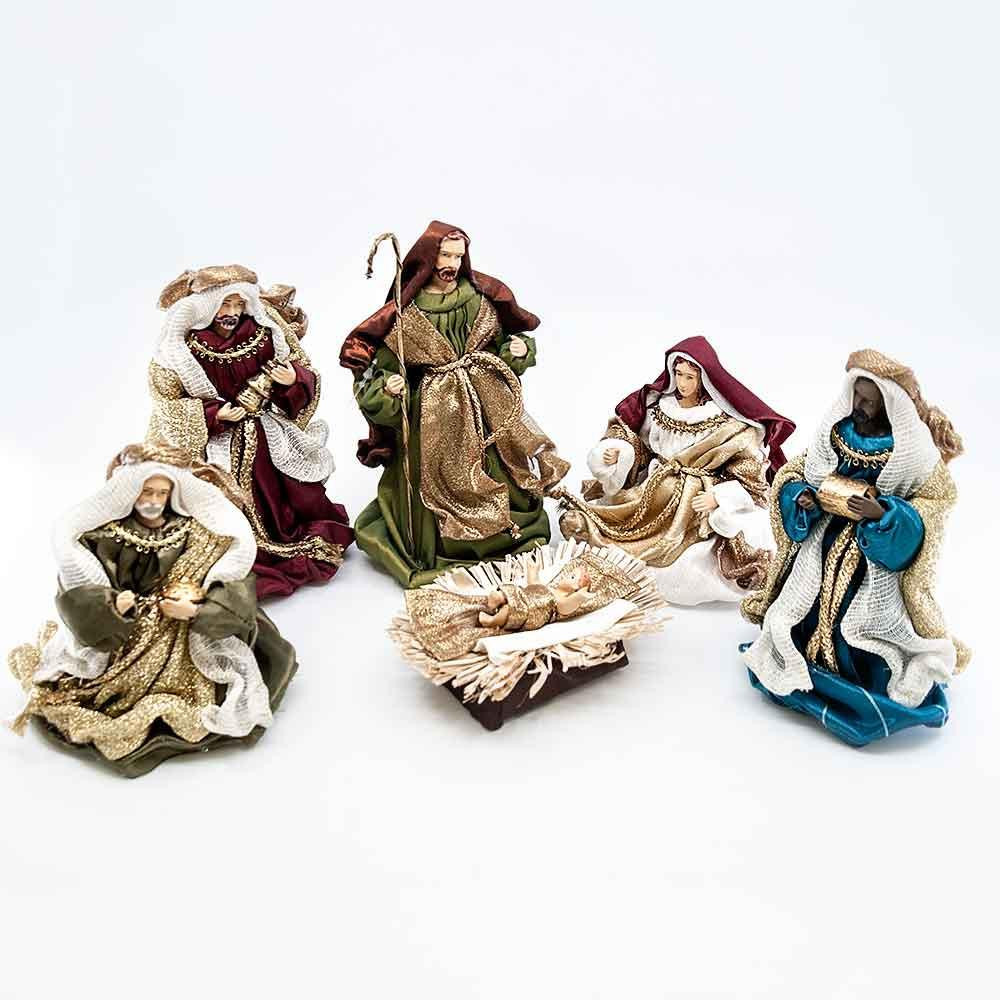 Christmas Elves Nativity Set Multicoloured (Set of 6) - 17cm 