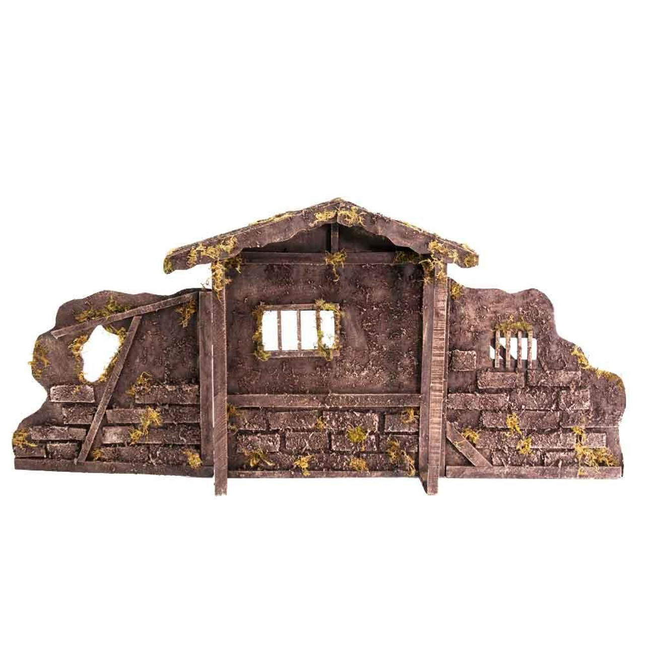Christmas Elves Brown Nativity Stable - 35cm 