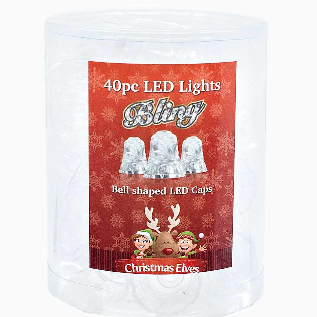 Christmas Elves Bell LED Light Cap (Pack of 40) 