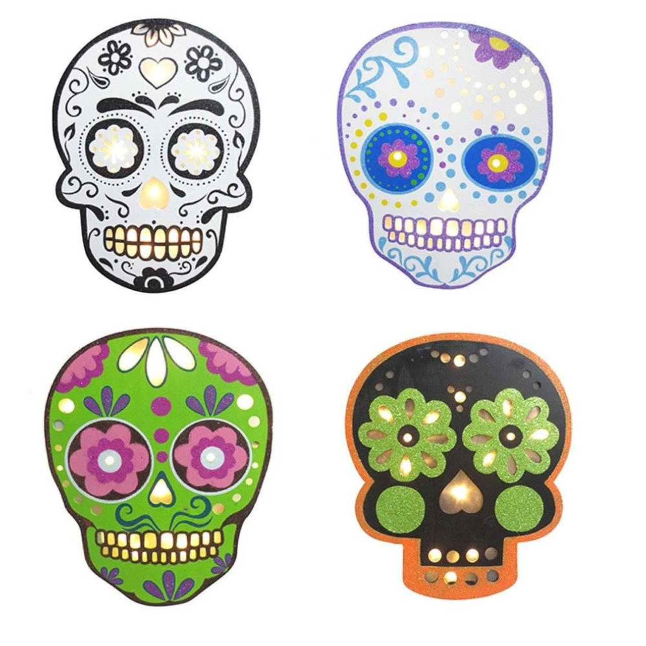 Witches of Halloween Day of the Dead Light Up Skull (4 Styles) - 30cm 