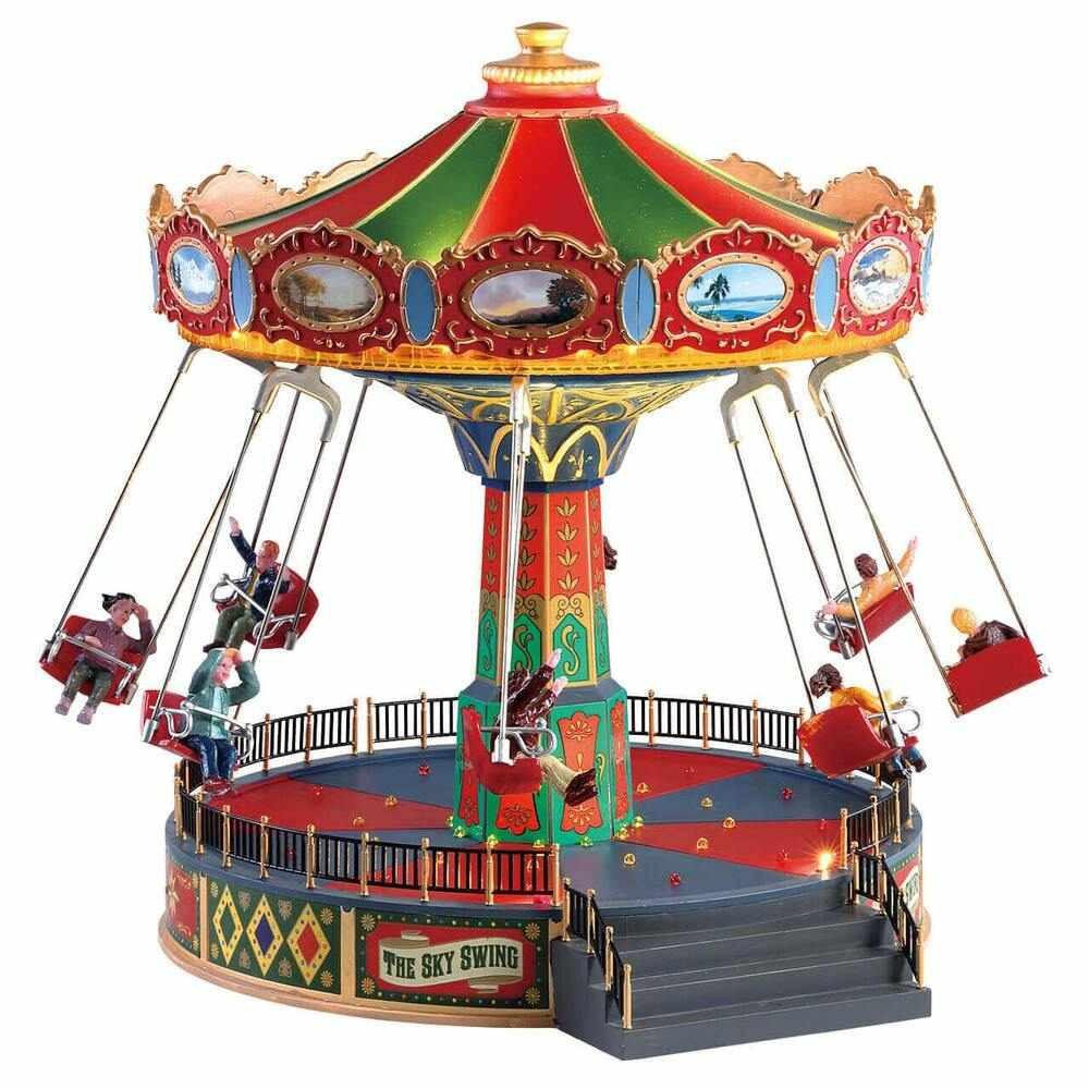 Lemax The Sky Swing Carousel – Hand-Painted Carnival Ride, Animated & Lighted