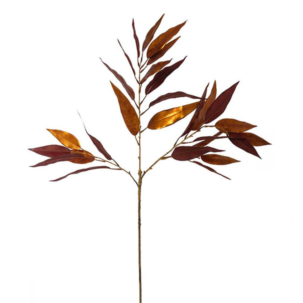 Christmas Elves Metallic Copper Willow Eucalyptus Leaves Spray - 90cm 
