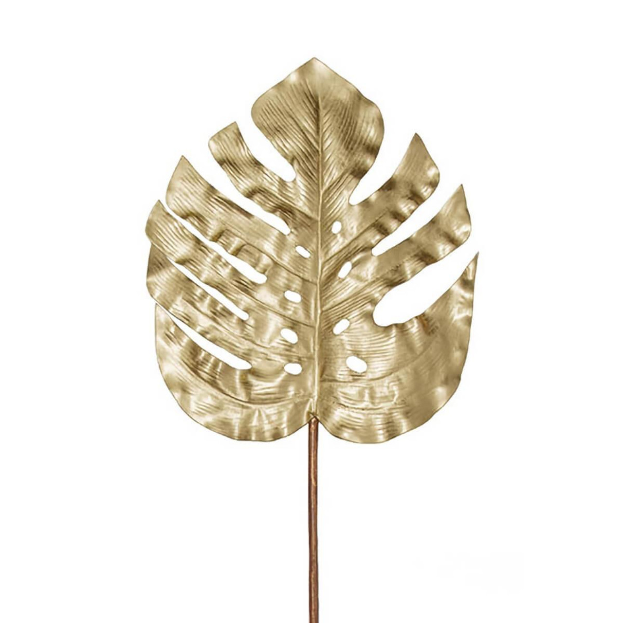 Champagne Gold Metallic Monstera Split Leaf Stem – 89cm Luxe Décor