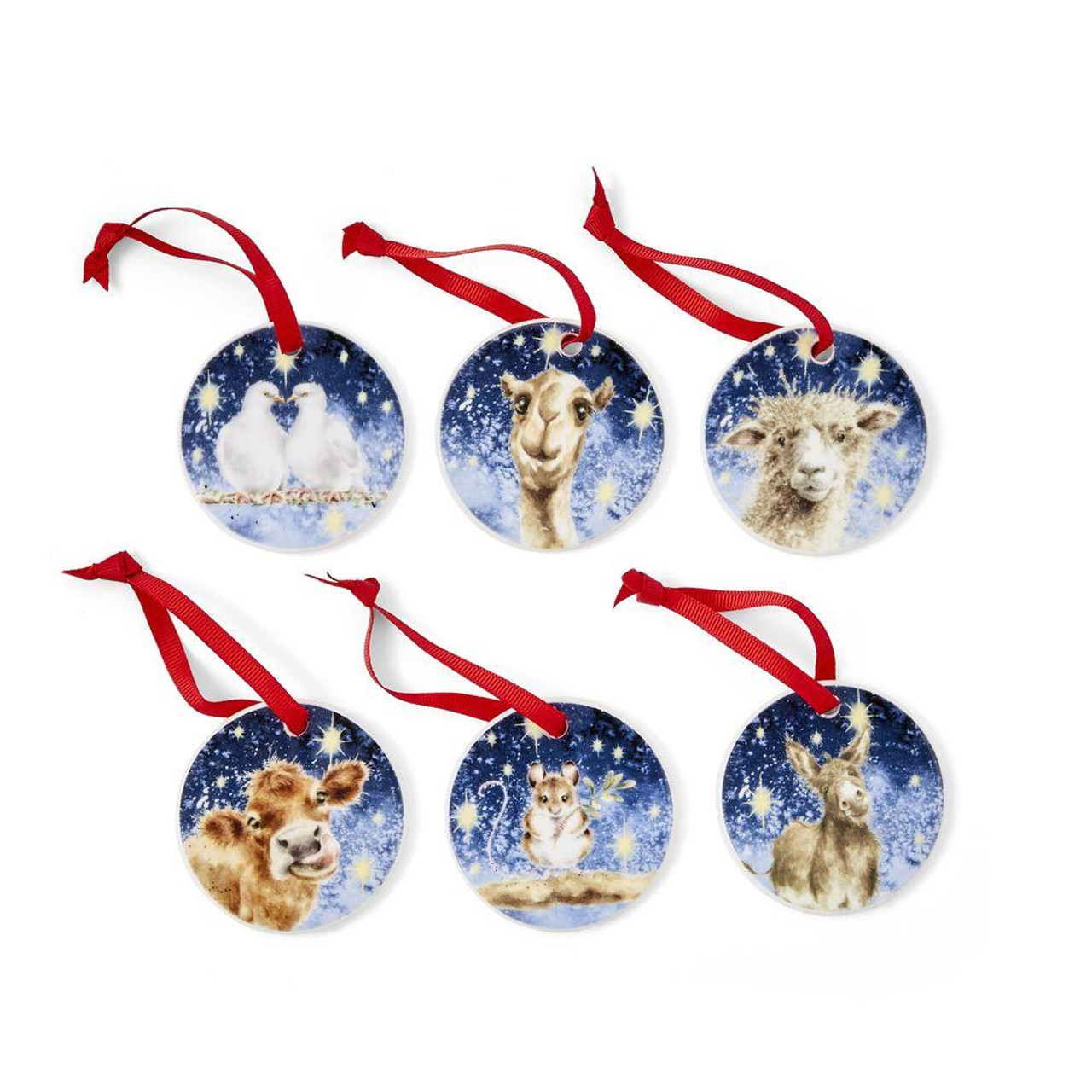 Christmas Elves Royal Worcester Nativity Ornaments (Set of 6) - 7cm 