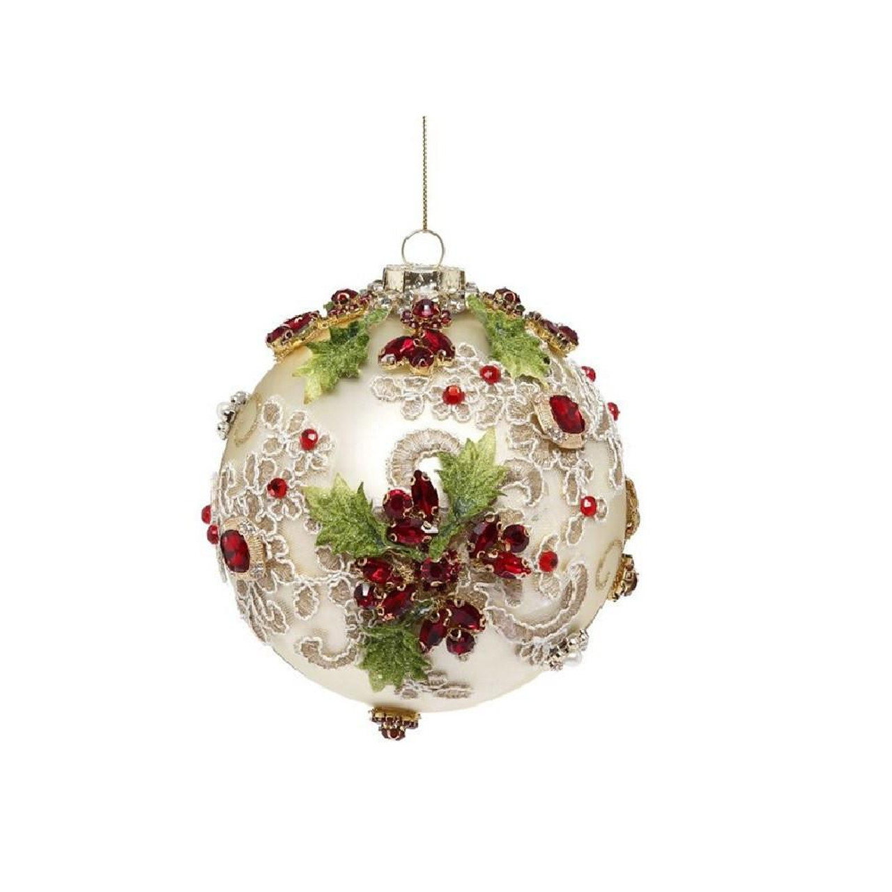  Mark Roberts Kings Jewel Ivory Ball Ornament - 12.5cm 