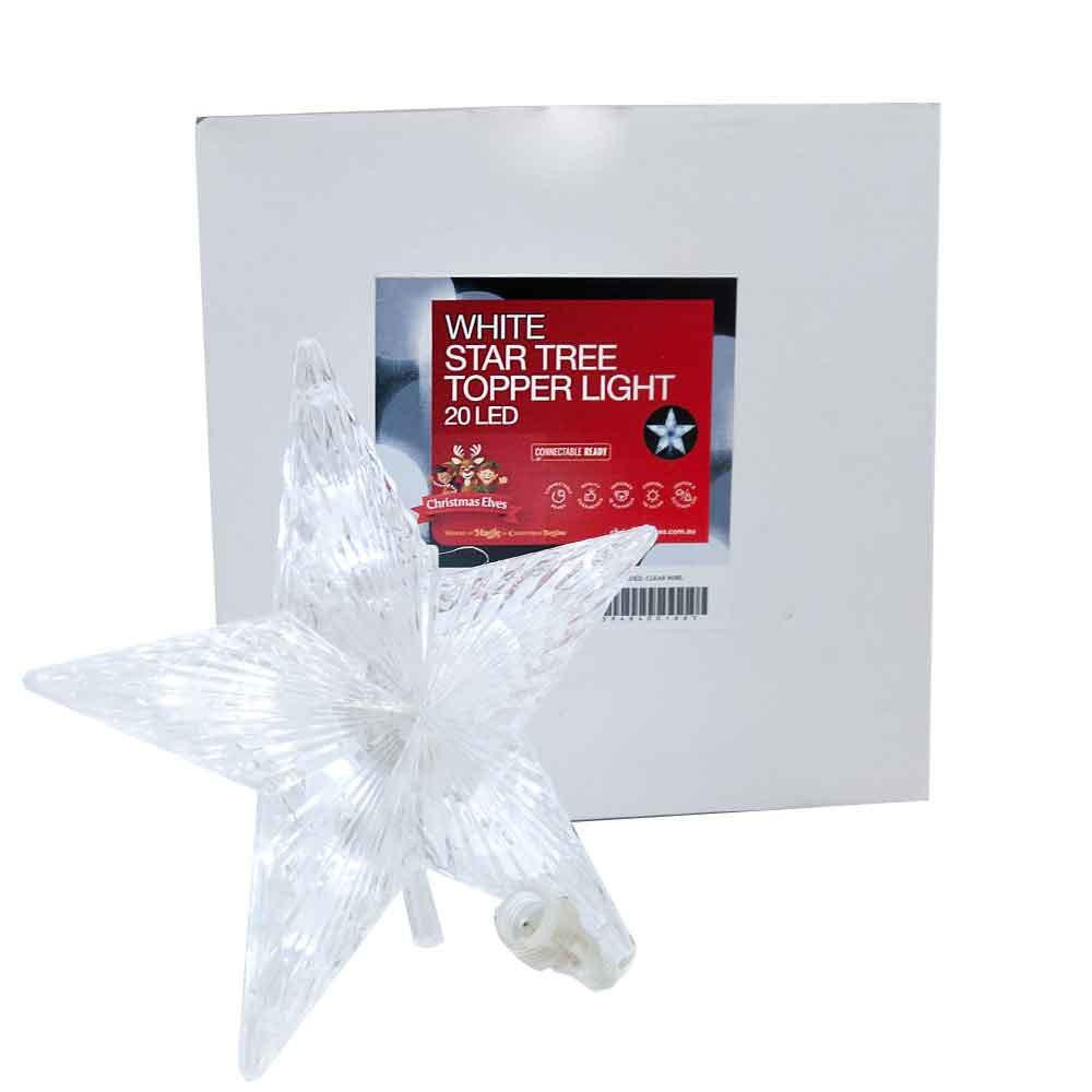 Christmas Elves White Connectable Star Tree Topper With 20 LED - 17cm 