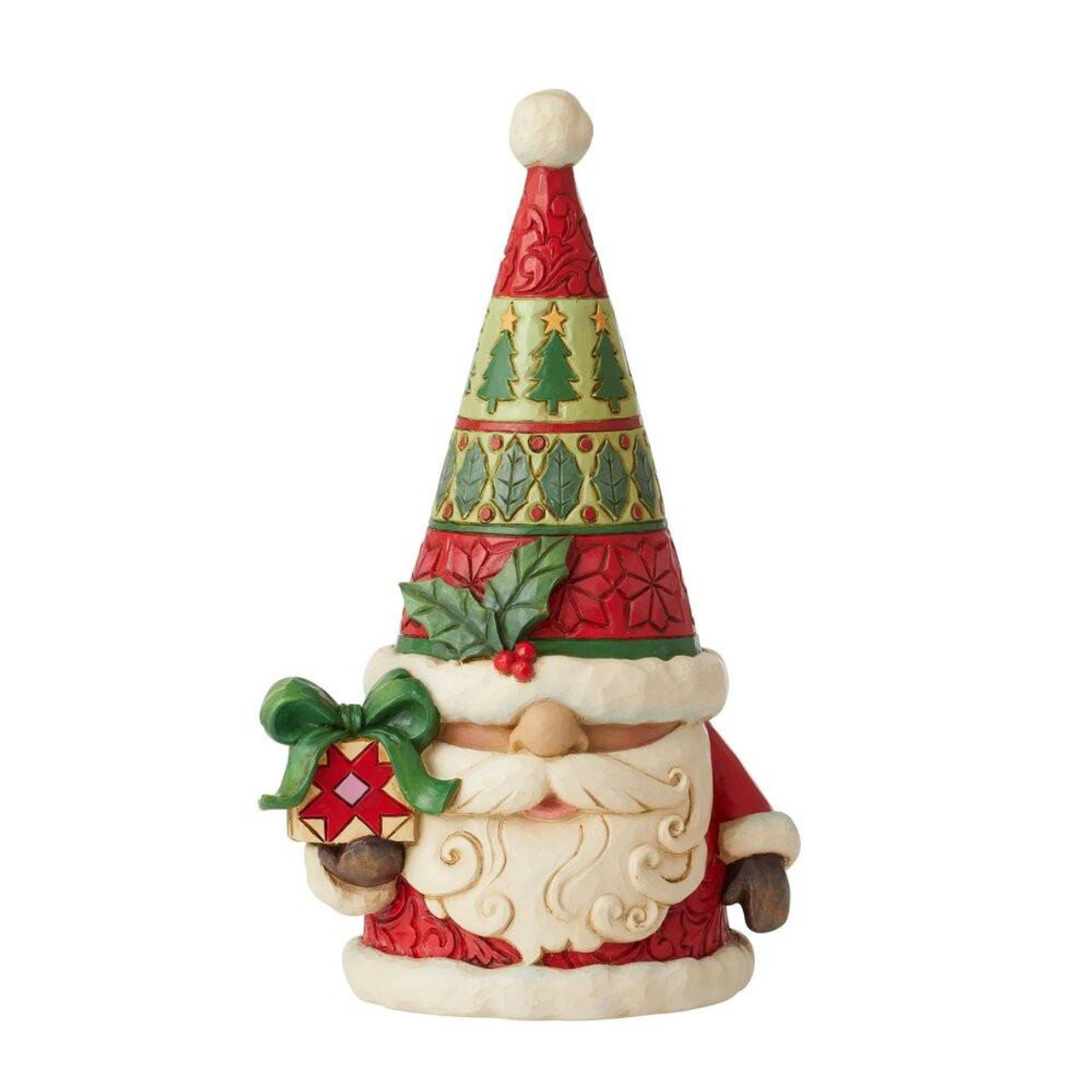  Jim Shore Santa Gnome Holding Gifts - 18cm 