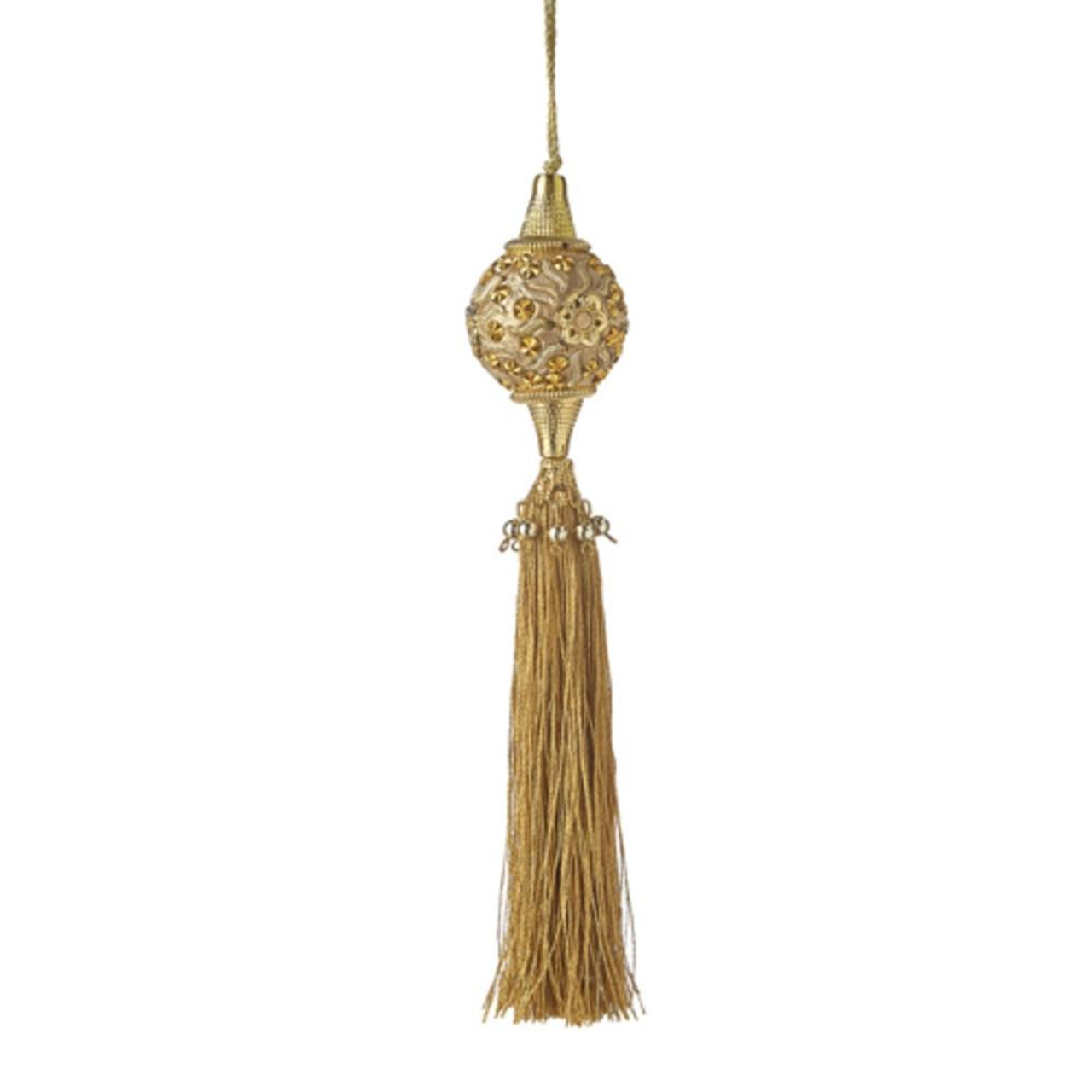 RAZ Imports Gold Beaded Tassel Ornament - 19.5cm 