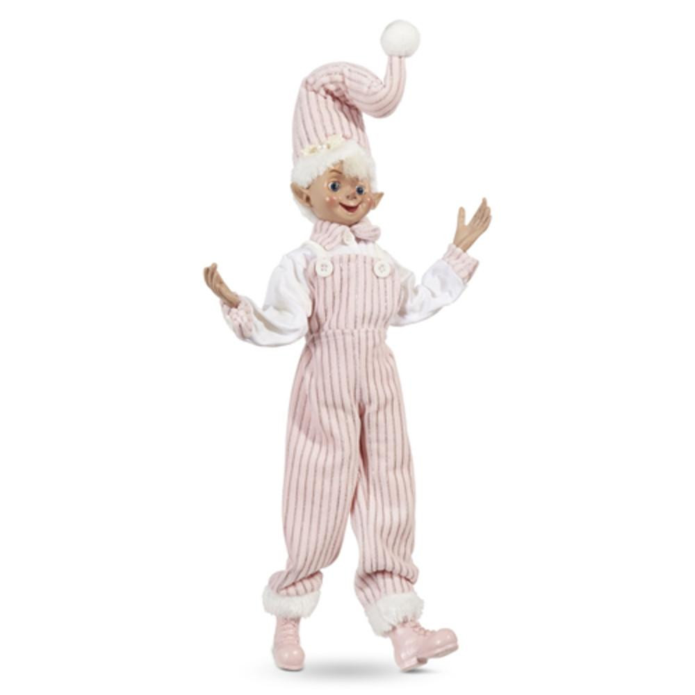 RAZ Imports Pink Stripe Posable Elf - 40cm 
