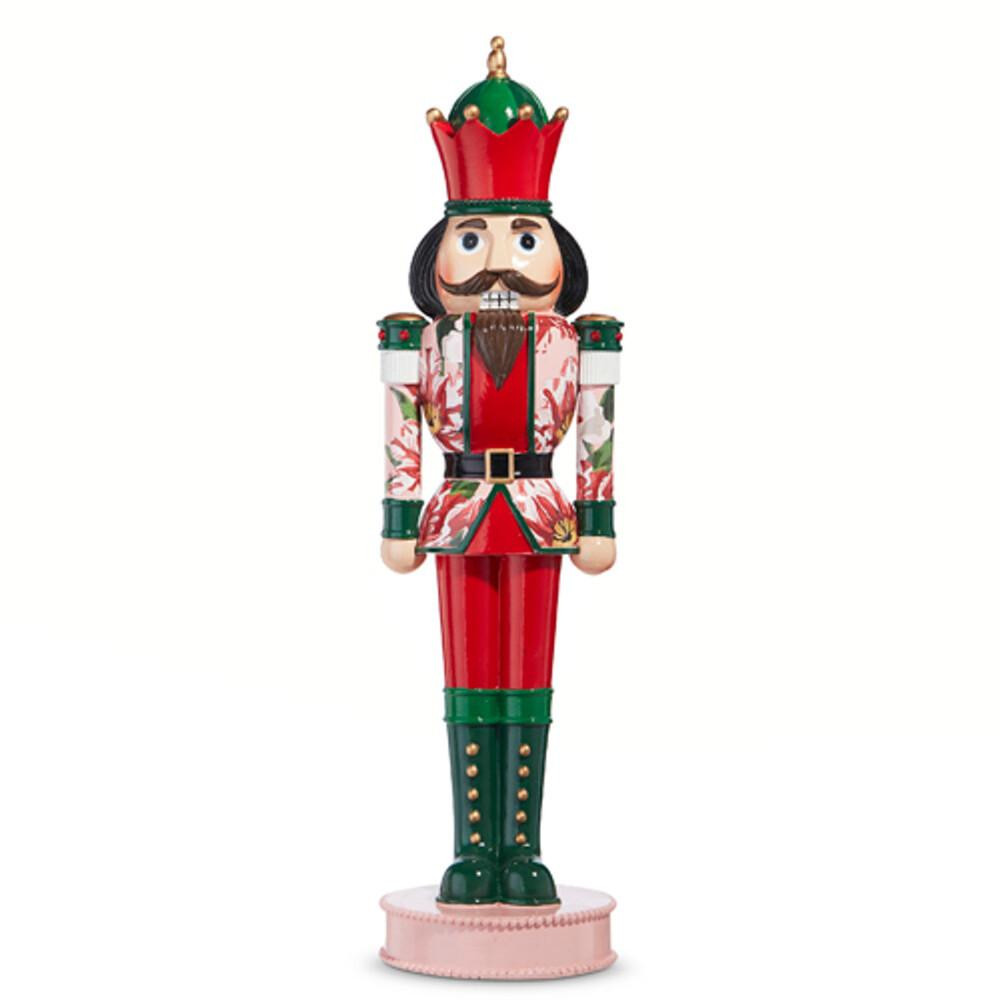 RAZ Imports Red Green Poinsettia Nutcracker - 40cm 