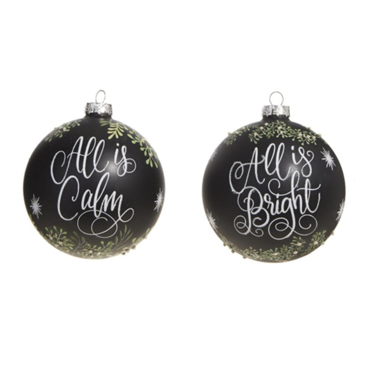 RAZ Imports Black All is Calm Glass Bauble (2 Styles) - 12.5cm 