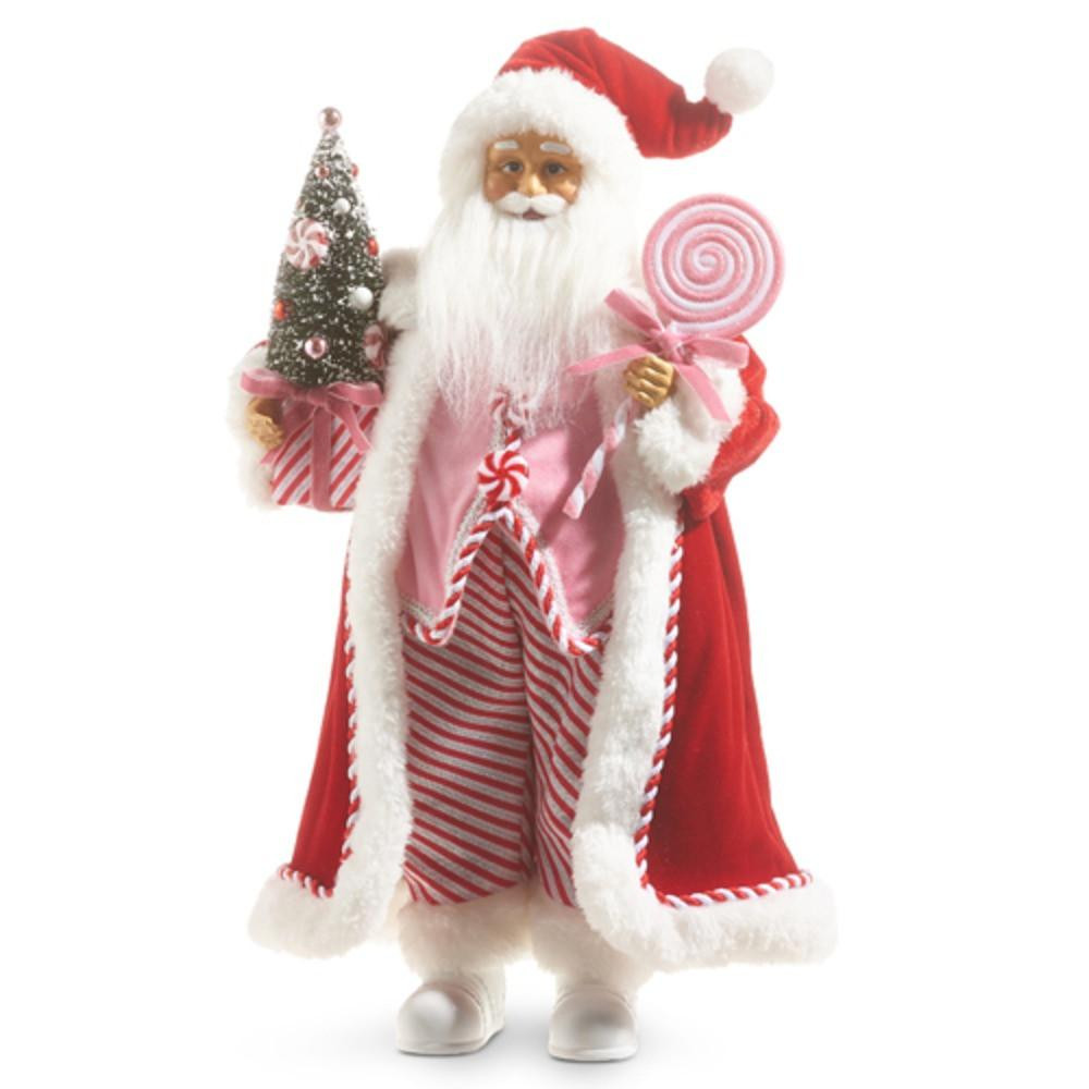 RAZ Imports Red White Peppermint Candy Santa - 46cm 