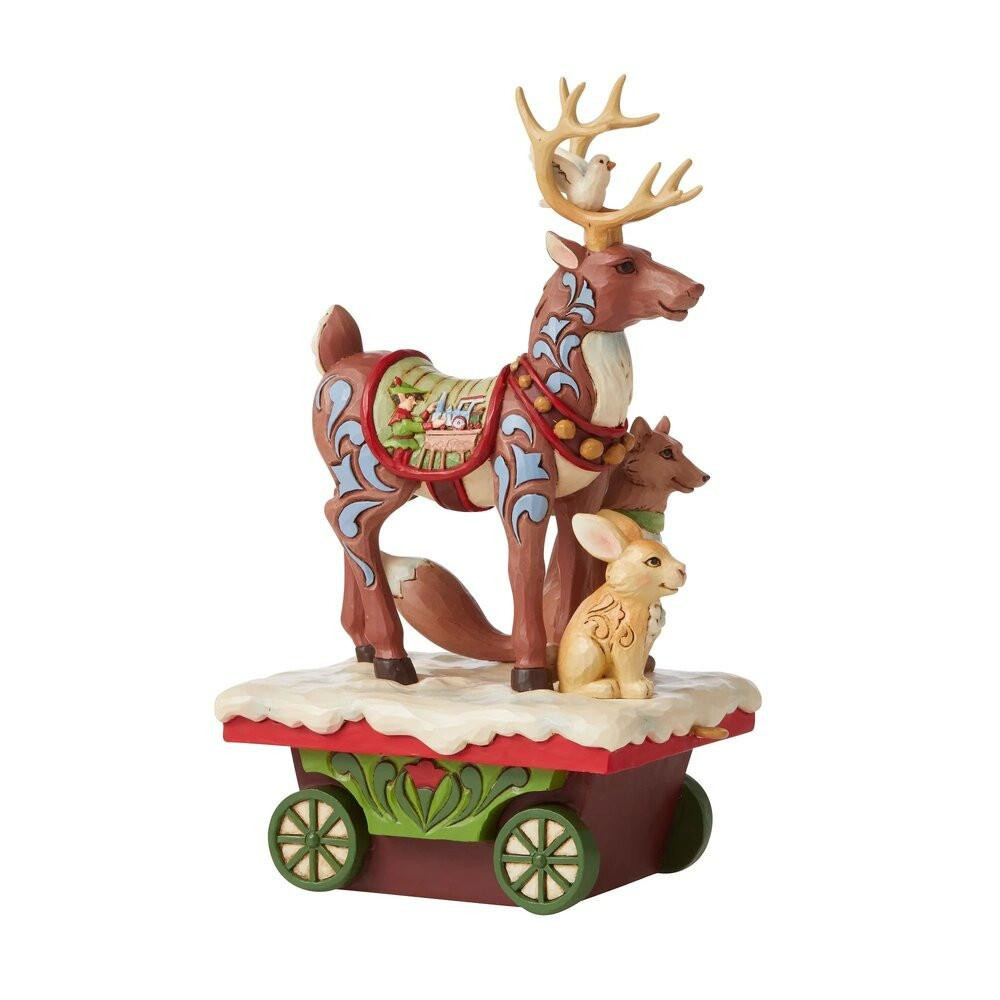  Jim Shore Reindeer on Train Car - 16.5cm 