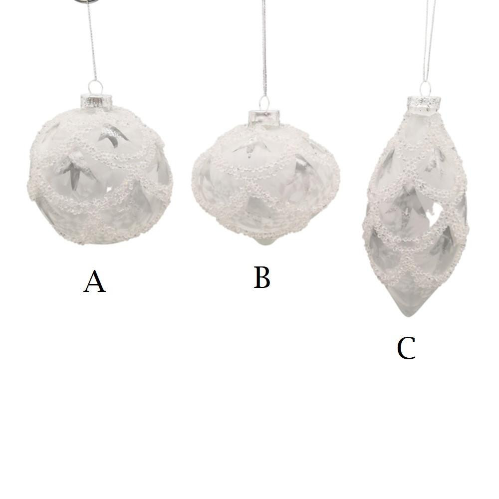 Christmas Elves Grey Frosted Glass Bauble (3 Styles) - 10cm 