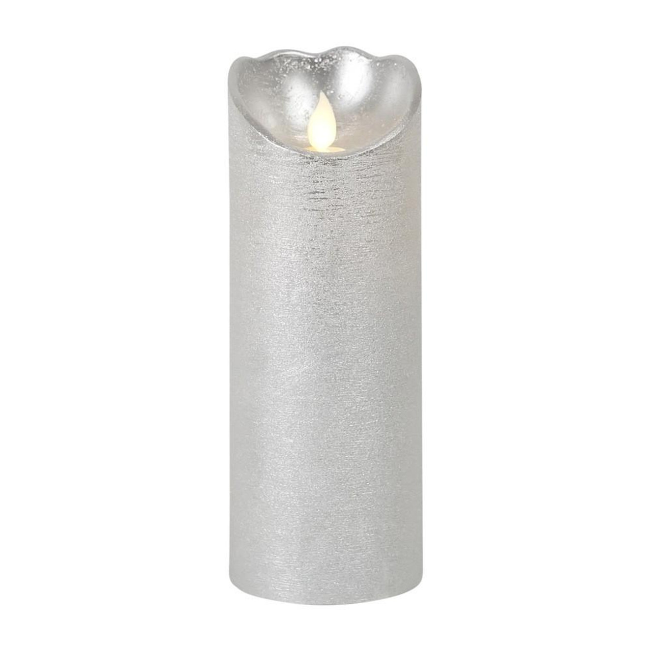 Christmas Elves Silver Beacon LED Wax Pillar Candle - 20cm 