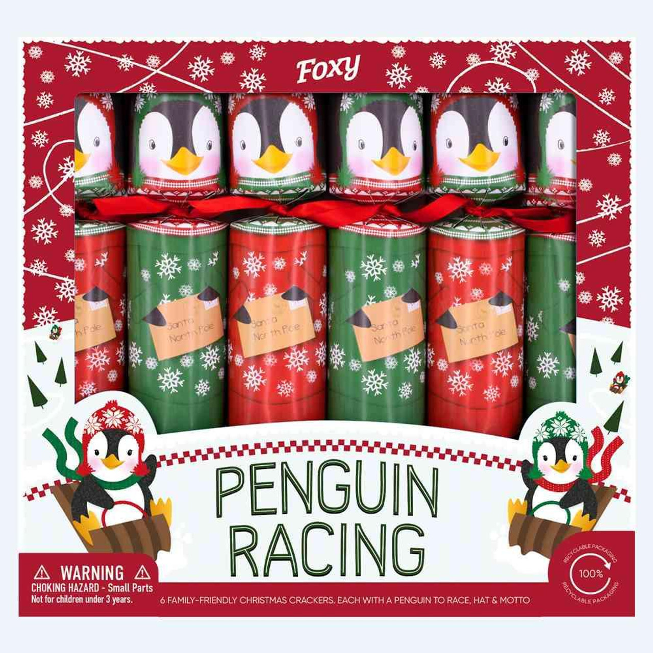 Celebration Crackers Penguin Racing Game Christmas Game (Pack of 6) - 30cm 