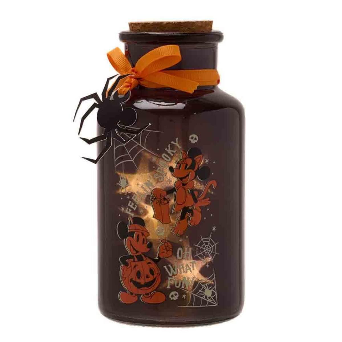 Witches of Halloween Mickey Mouse and Minnie Mouse Halloween Light Up Jar - 17cm 