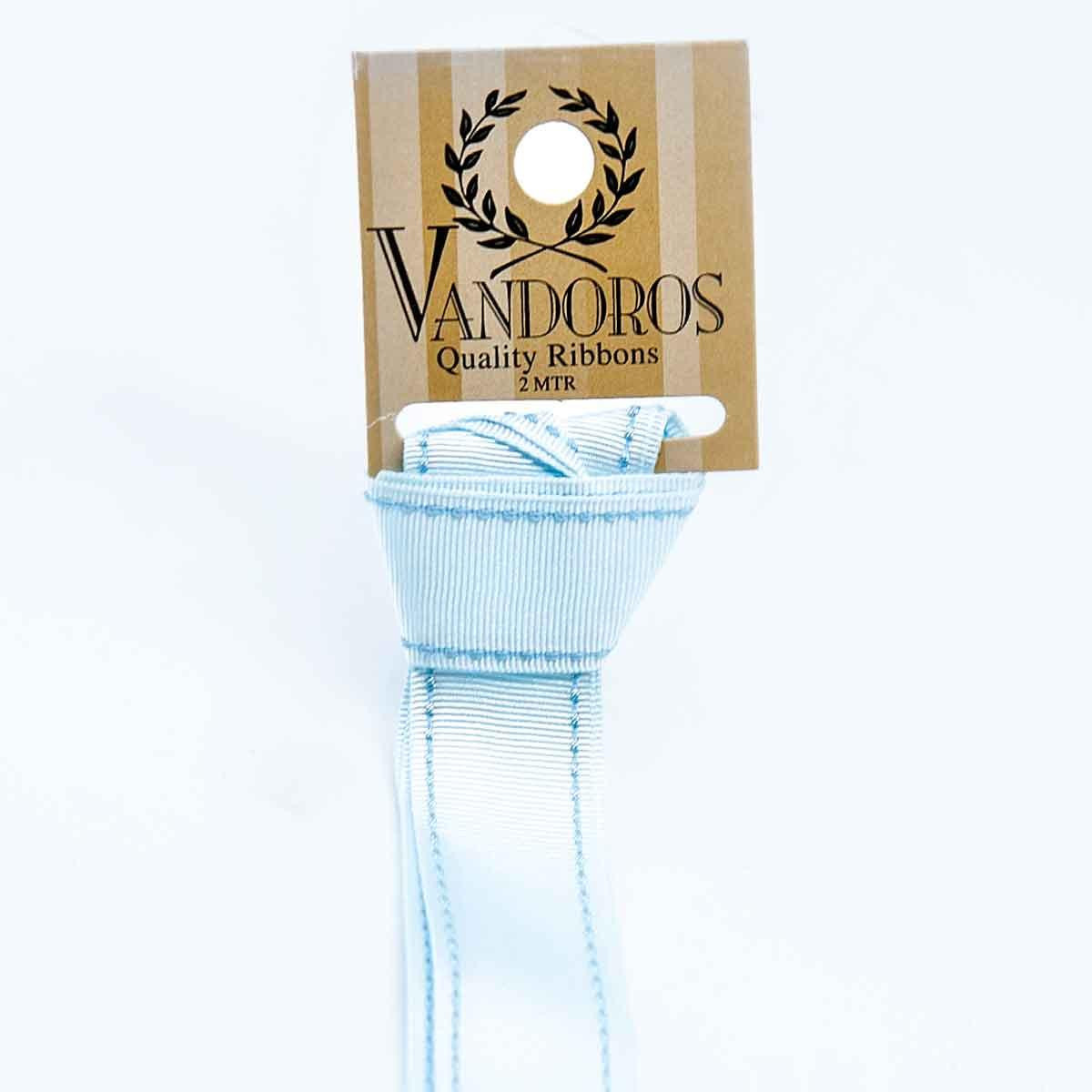 Christmas Elves Grosgrain Stitch Ribbon Baby Blue - 2m 