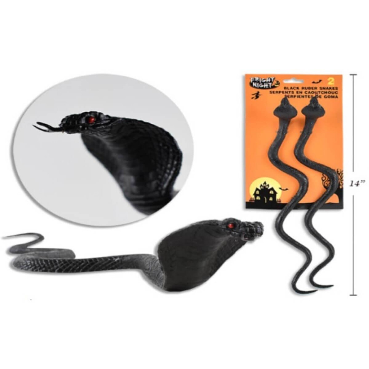 Witches of Halloween Black Rubber Snakes (Pack of 2) - 35cm 