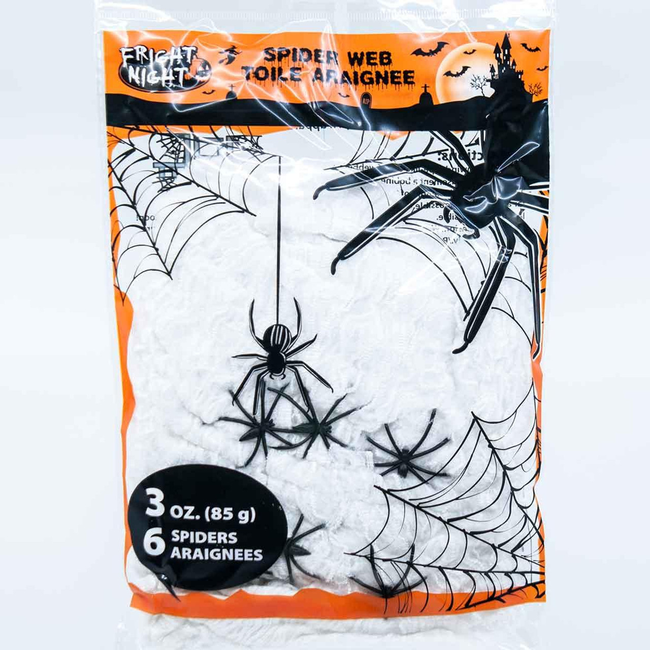 Creepy Spider Web Decor with 6 Plastic Spiders