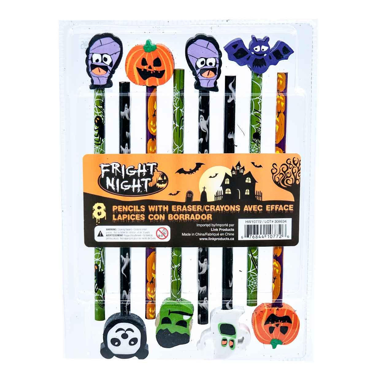 Witches of Halloween Halloween Eraser Topped Pencils (Pack of 8) - 24cm 