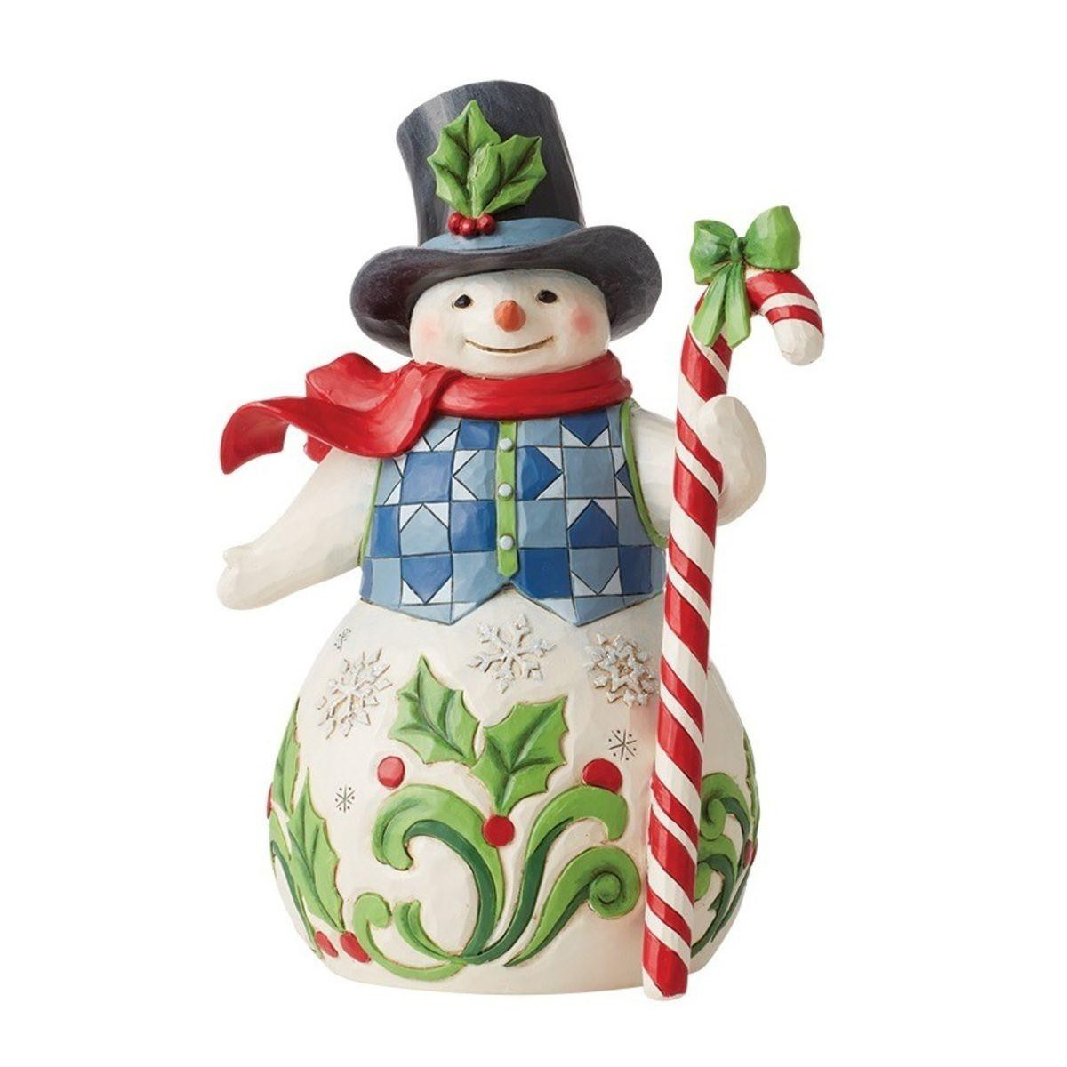  Jim Shore Snowman with Candy Cane - 21cm 
