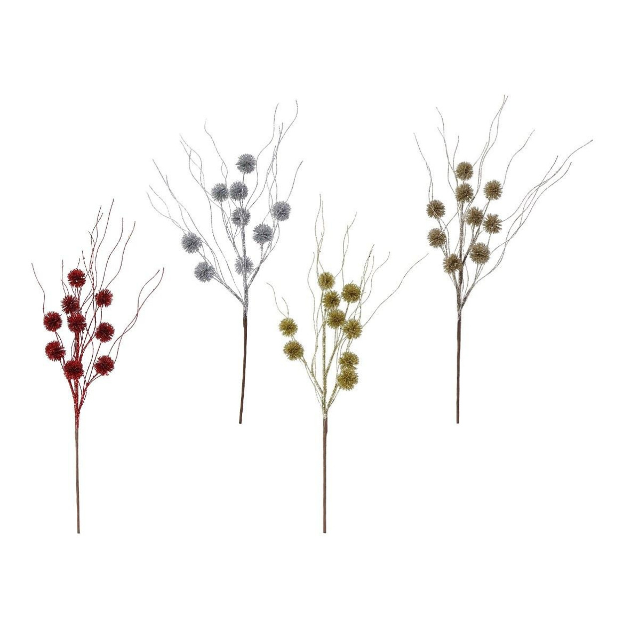 Christmas Elves Glitter Mimosa Spray (4 Styles) - 50cm 