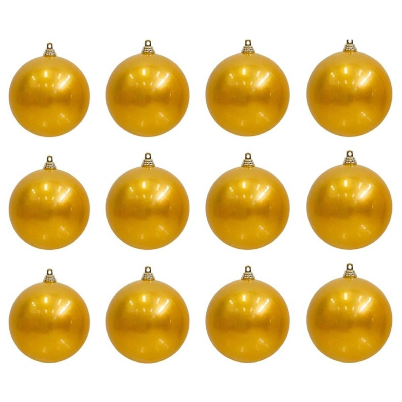 Christmas Elves Gold UV Stable Baubles (Pack of 12) - 70mm 