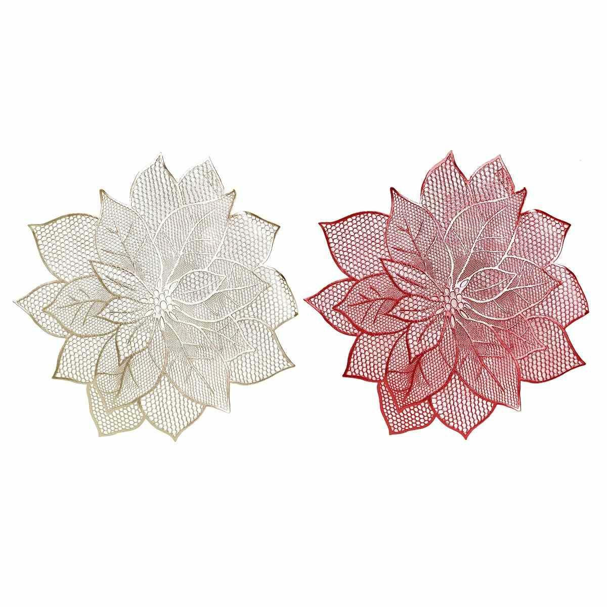 Christmas Elves Metallic Poinsettia Placemat (2 Styles) - 48cm 