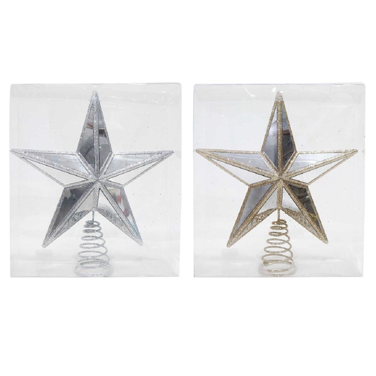 Christmas Elves Mirror Glitter Star Tree Topper (2 Styles) - 30cm 