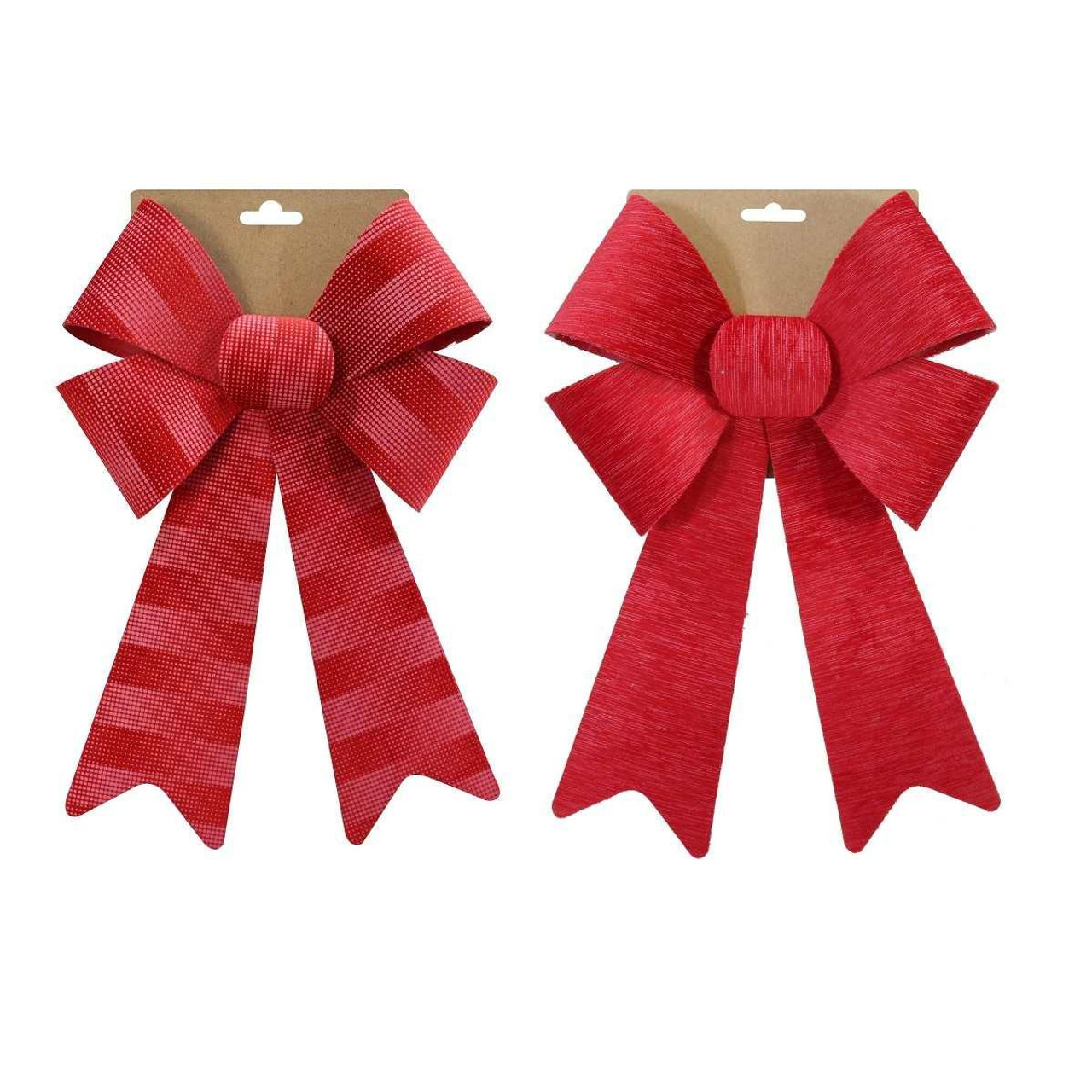 Christmas Elves Red Embossed Velvet Bow (2 Styles) - 38cm 