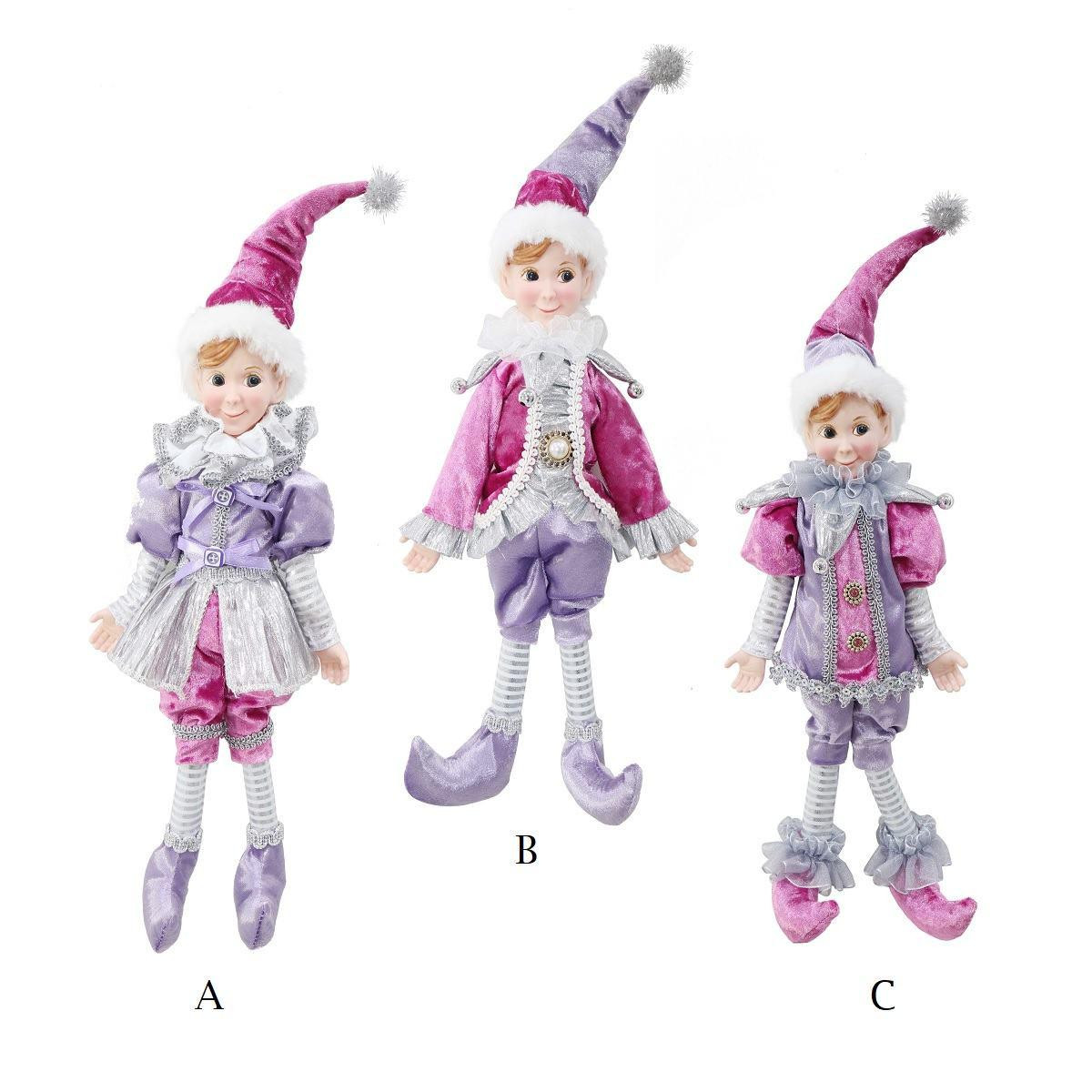 Christmas Elves Pink Purple Frosted Elf (1 Styles) - 38cm 