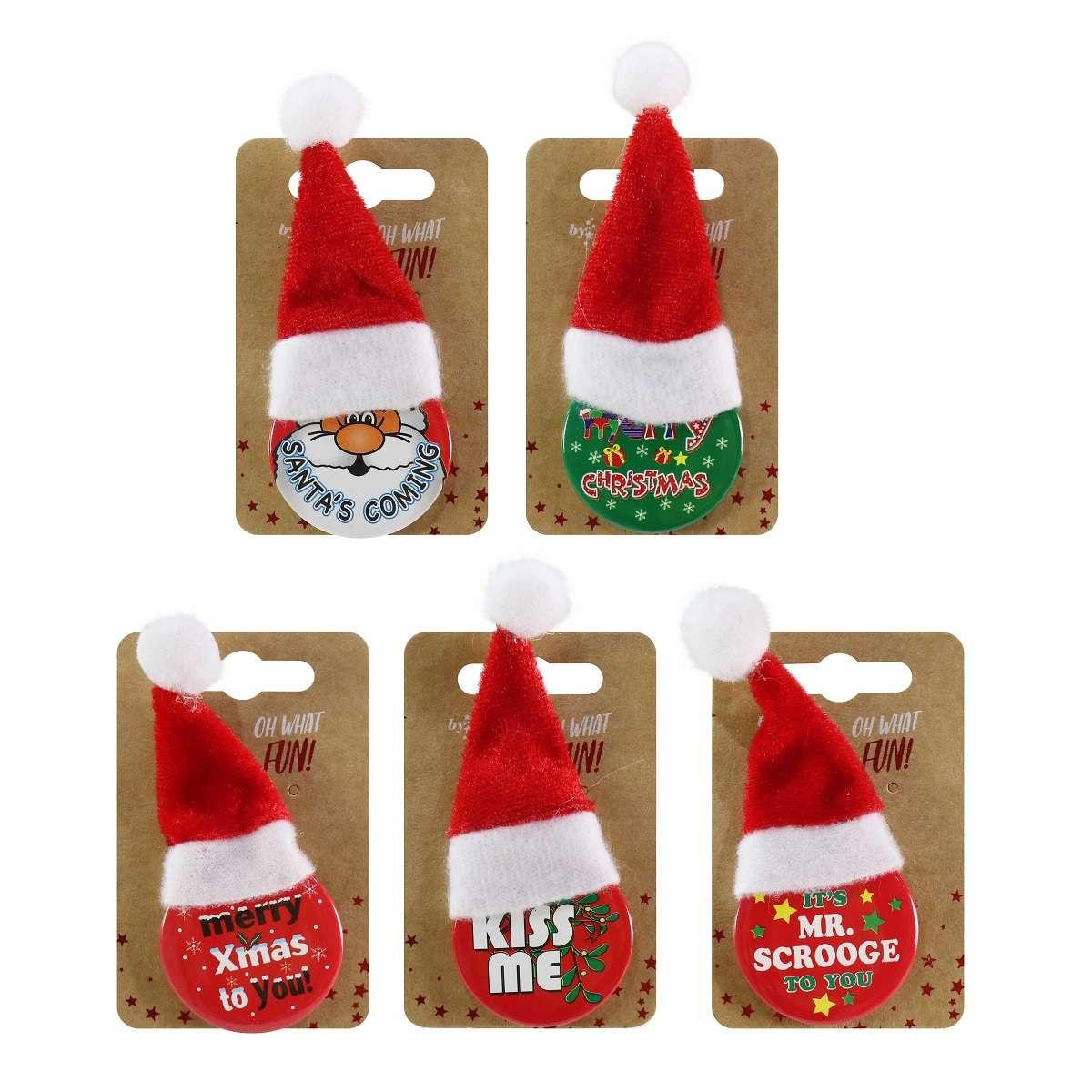 Christmas Elves Santa Hat Metal Badge (5 Styles) 