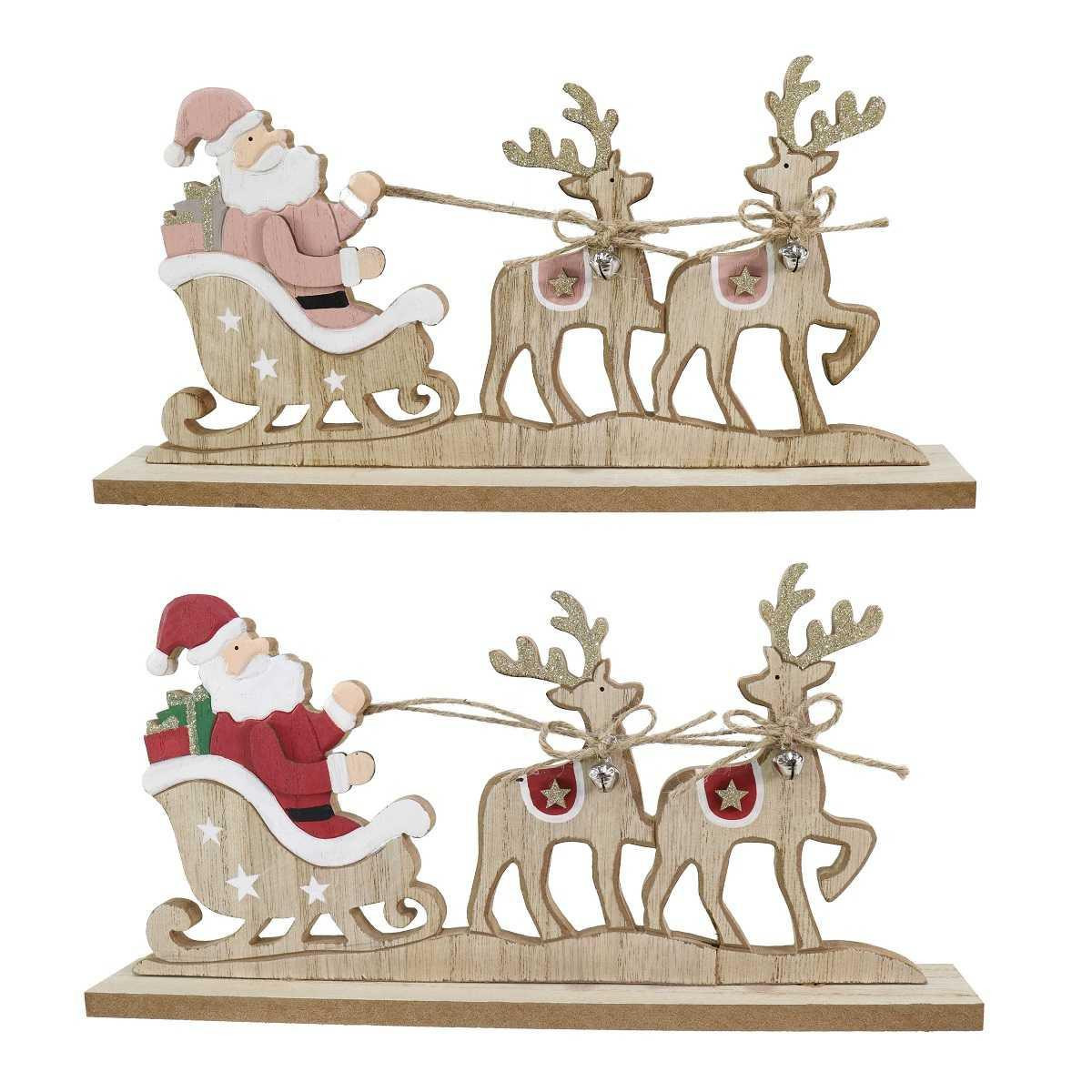 Christmas Elves Santa in Sleigh with Reindeer Table Decoration (2 Styles) - 30cm 