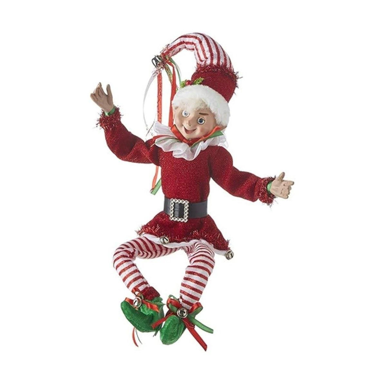 RAZ Imports Red Stripe Posable Elf - 40.5cm 