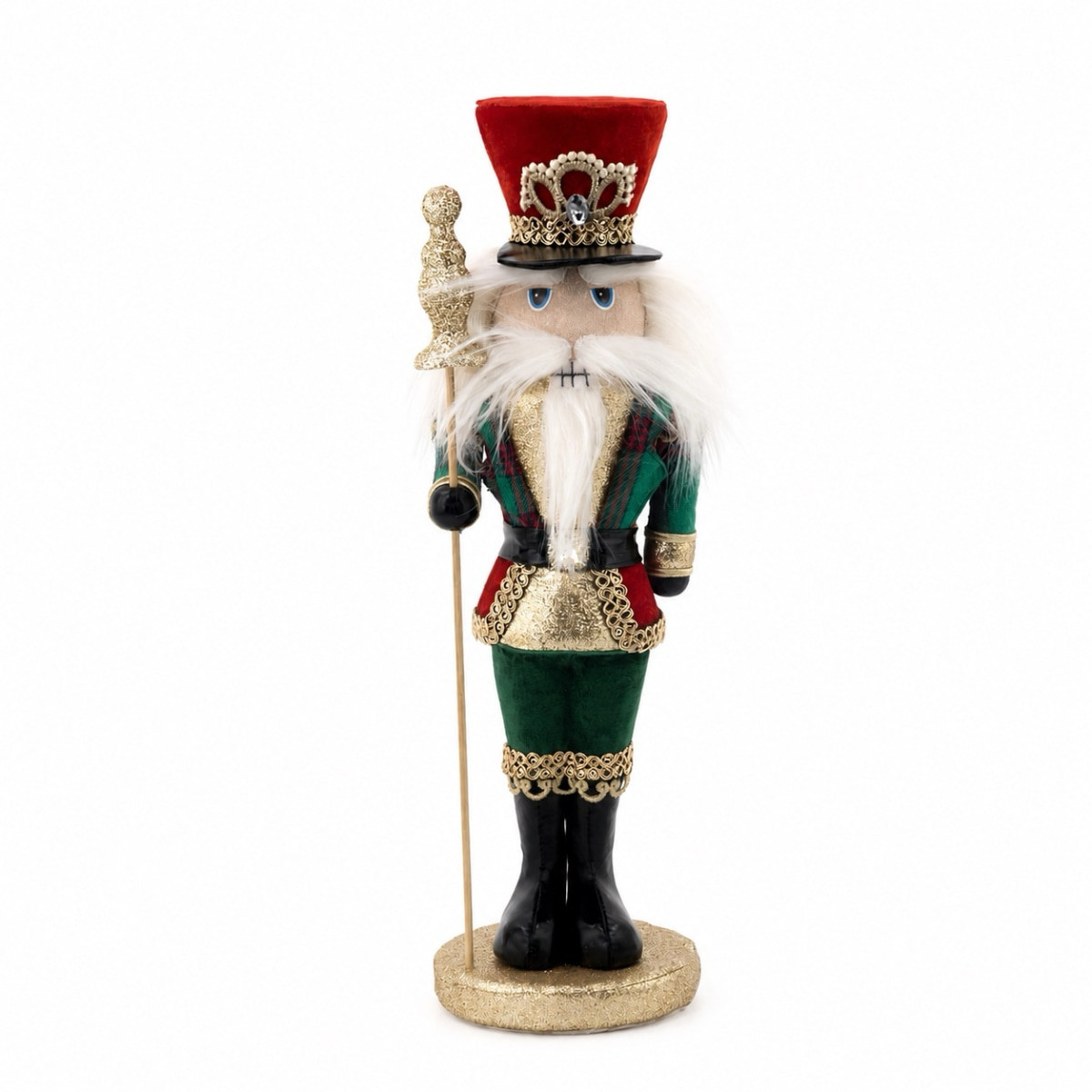 Christmas Elves Red Green Tartan Nutcracker - 41cm