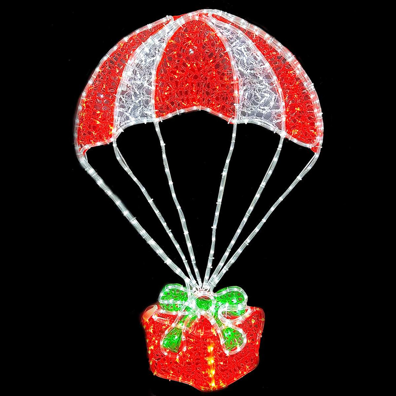 Christmas Elves LED Red Giftbox with Parachute Flying Ropelight Motif
