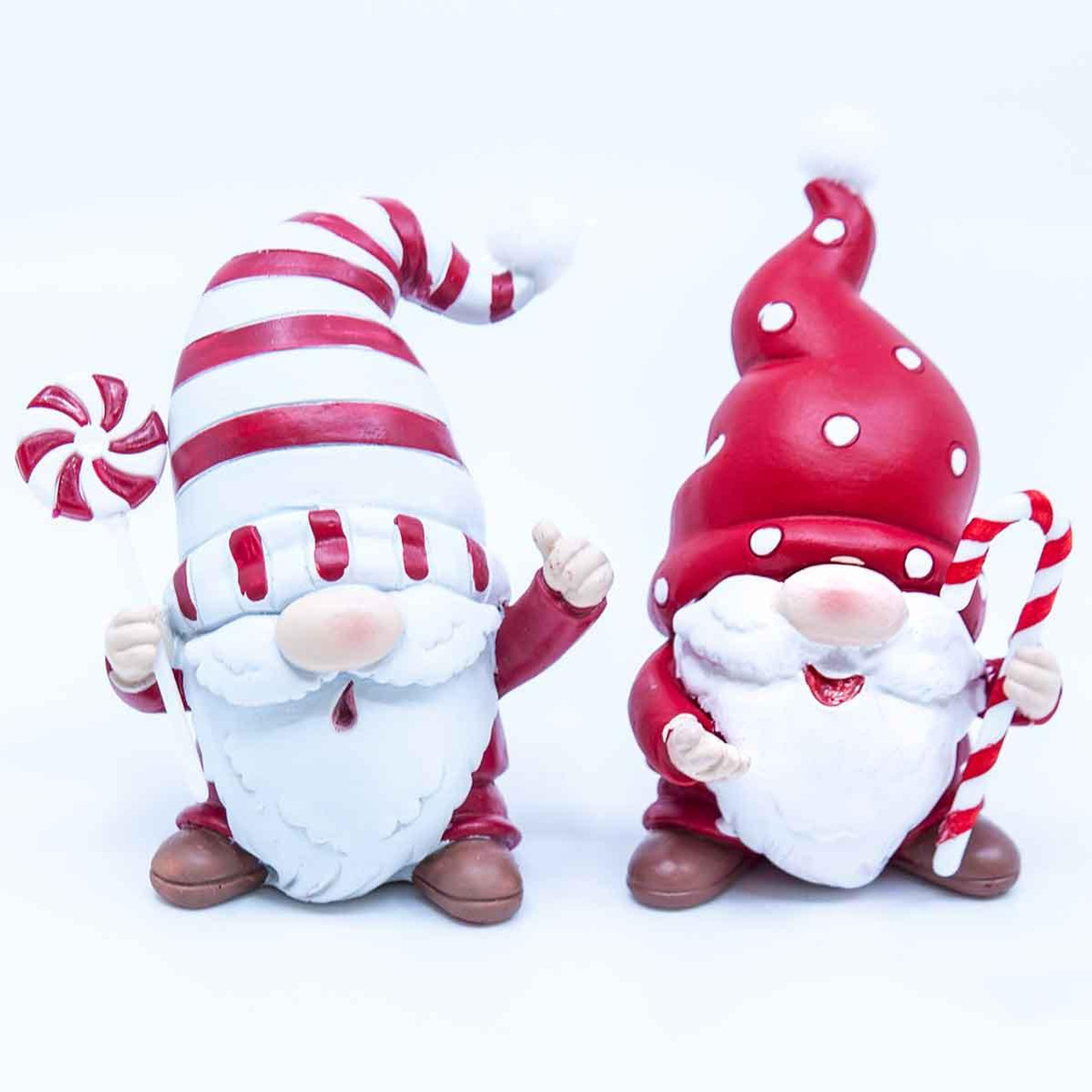 Christmas Elves Candy Cane Gnome Figurines (2 Styles) - 10cm 